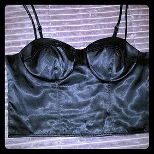 Black Silk Padded crop top